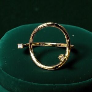 Elegant Gold Circle Ring with Cubic Zirconia